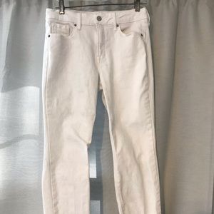 White power straight high rise natural hem jeans